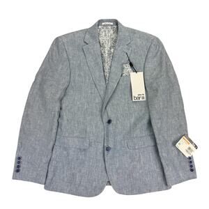 Bar III Mens Slim Fit 100% Linen Solid Suit Jacket Blue 36S